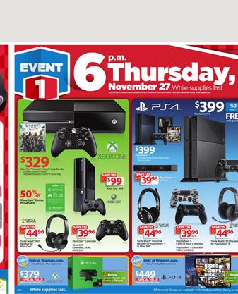 Walmart Playstation 4 and Xbox One