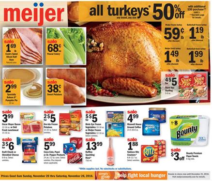 Meijer Weekly Ad Thanksgiving Food Nov 20 - 26 2016