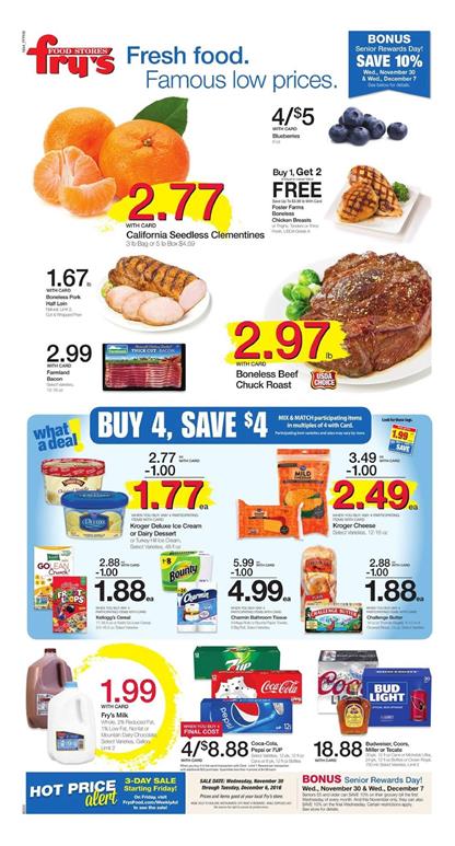 Fry's Weekly Ad Nov 30 - Dec 6 2016 Buy 4 Save $4