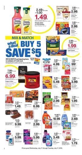 Kroger Weekly Ad Mix and Match Sale July 11 17 2018