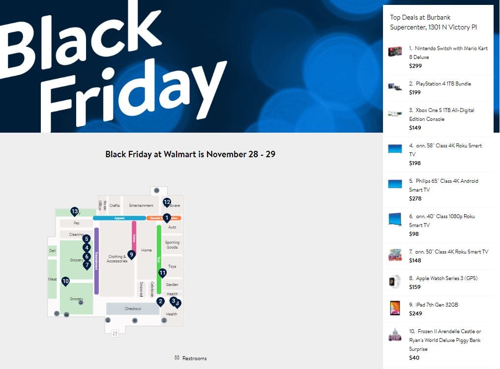 Walmart Burbank Map Black Friday